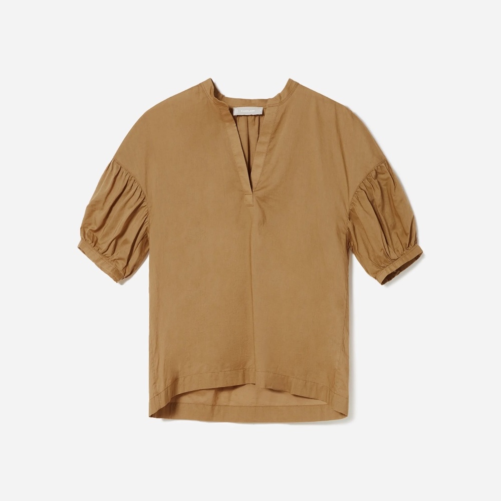 Everlane - The Split-Neck Puff-Sleeve Air Shirt - Hazel (Brown)